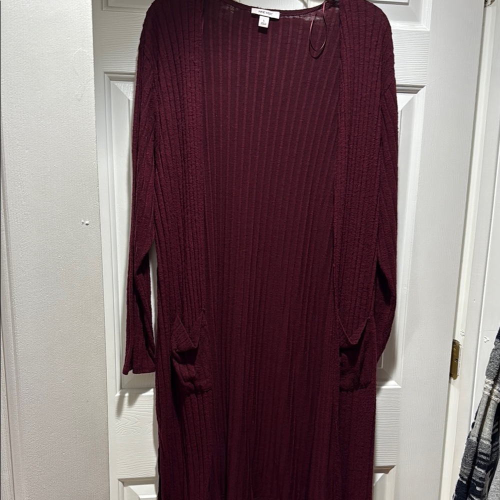 Nine West Red Ribbed Cardigan